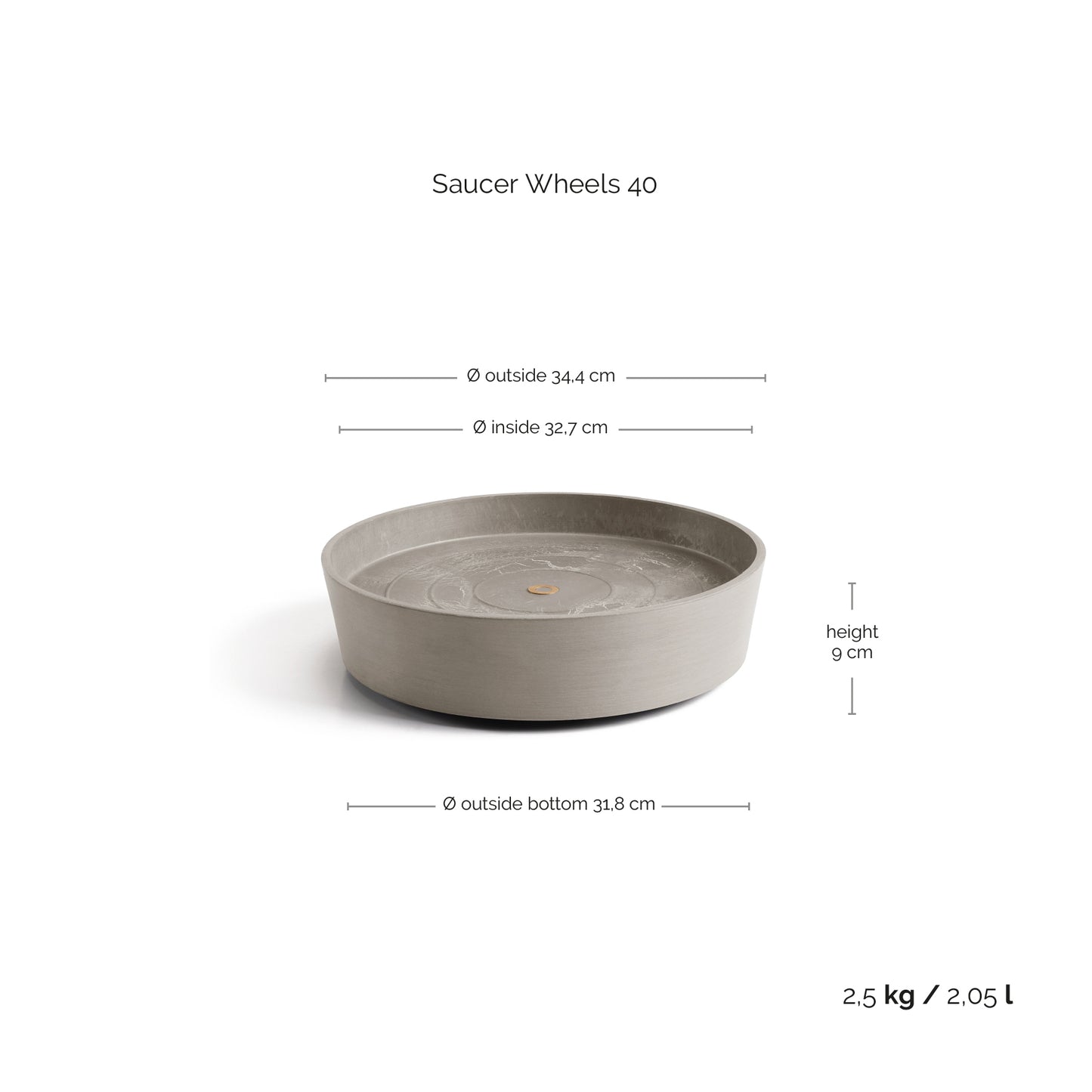 Krukfat Amsterdam med hjul 40cm taupe