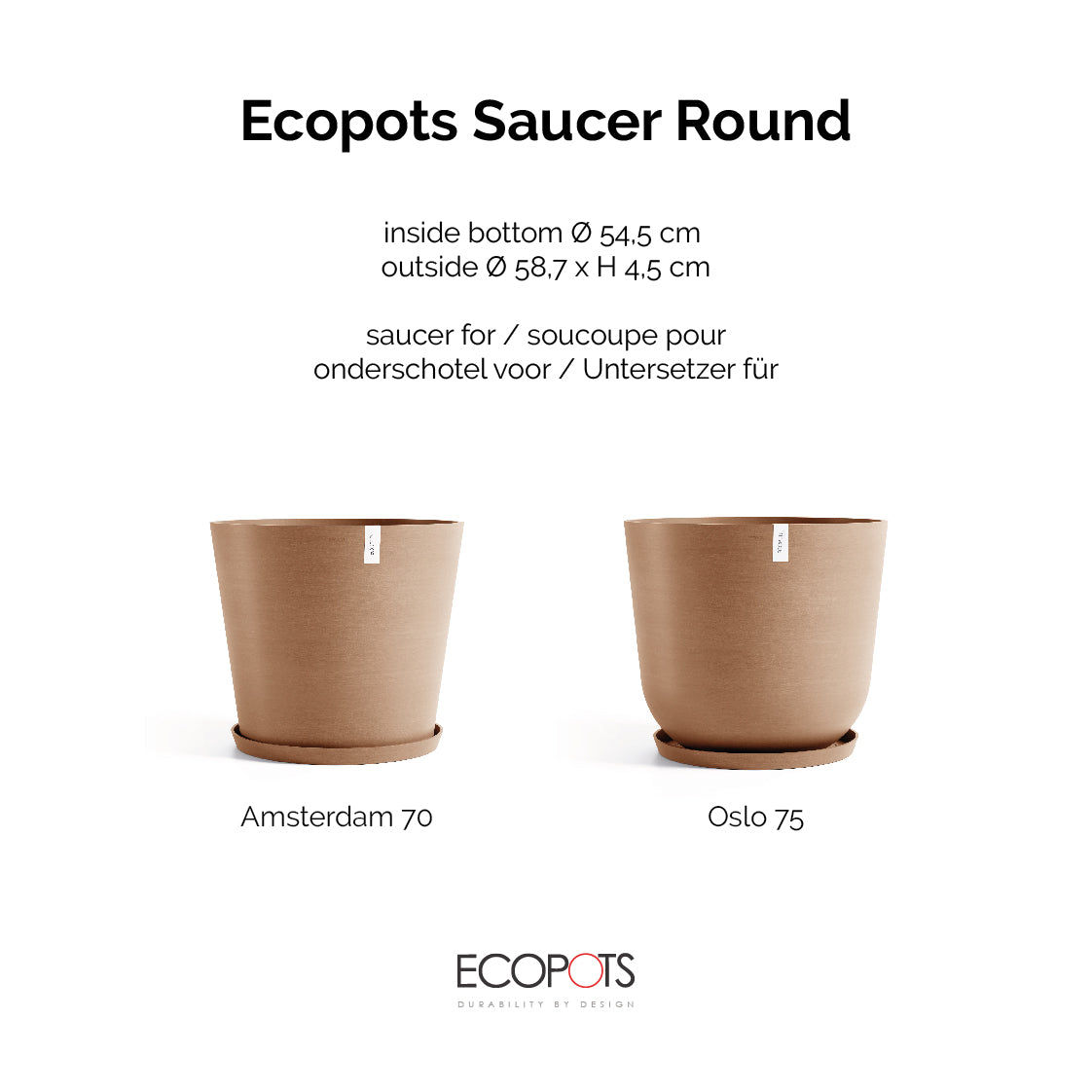Aluslautanen Amsterdam 70cm terracotta – mitat
