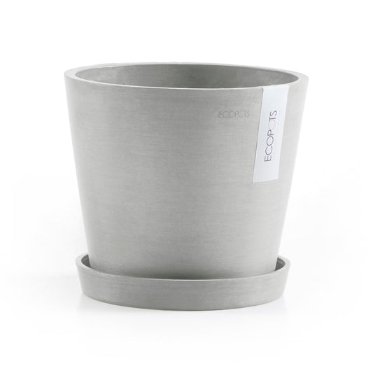 Kukkaruukku - Ecopots - Amsterdam aluslautanen 20cm valkoharmaa - Ecopotskauppa - Uuden aikakauden kukkaruukku