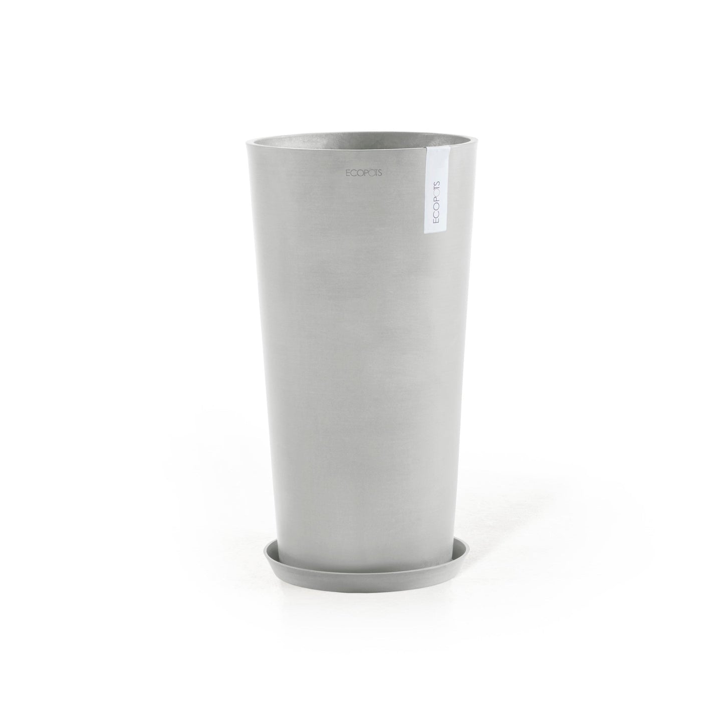 Kukkaruukku - Ecopots - Amsterdam aluslautanen 50cm valkoharmaa - Ecopotskauppa - Uuden aikakauden kukkaruukku