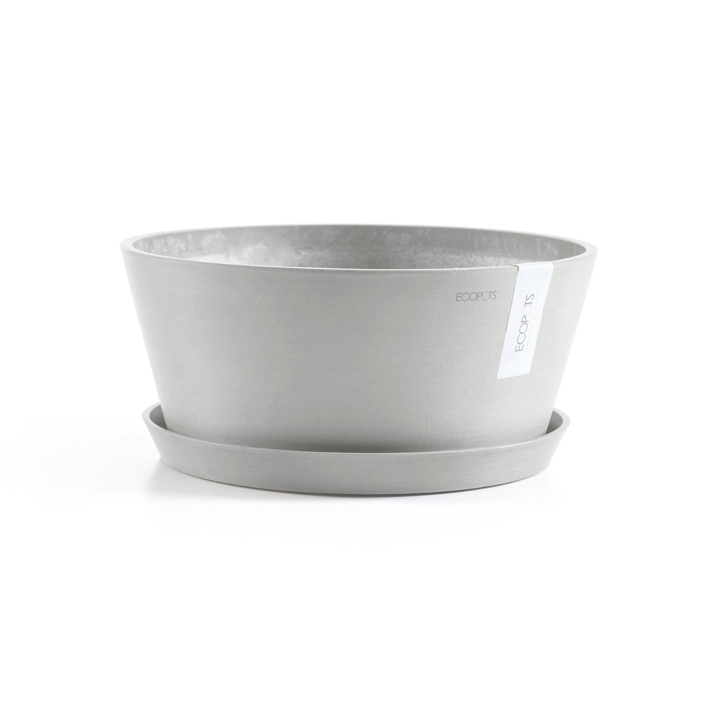 Kukkaruukku - Ecopots - Amsterdam aluslautanen 50cm valkoharmaa - Ecopotskauppa - Uuden aikakauden kukkaruukku