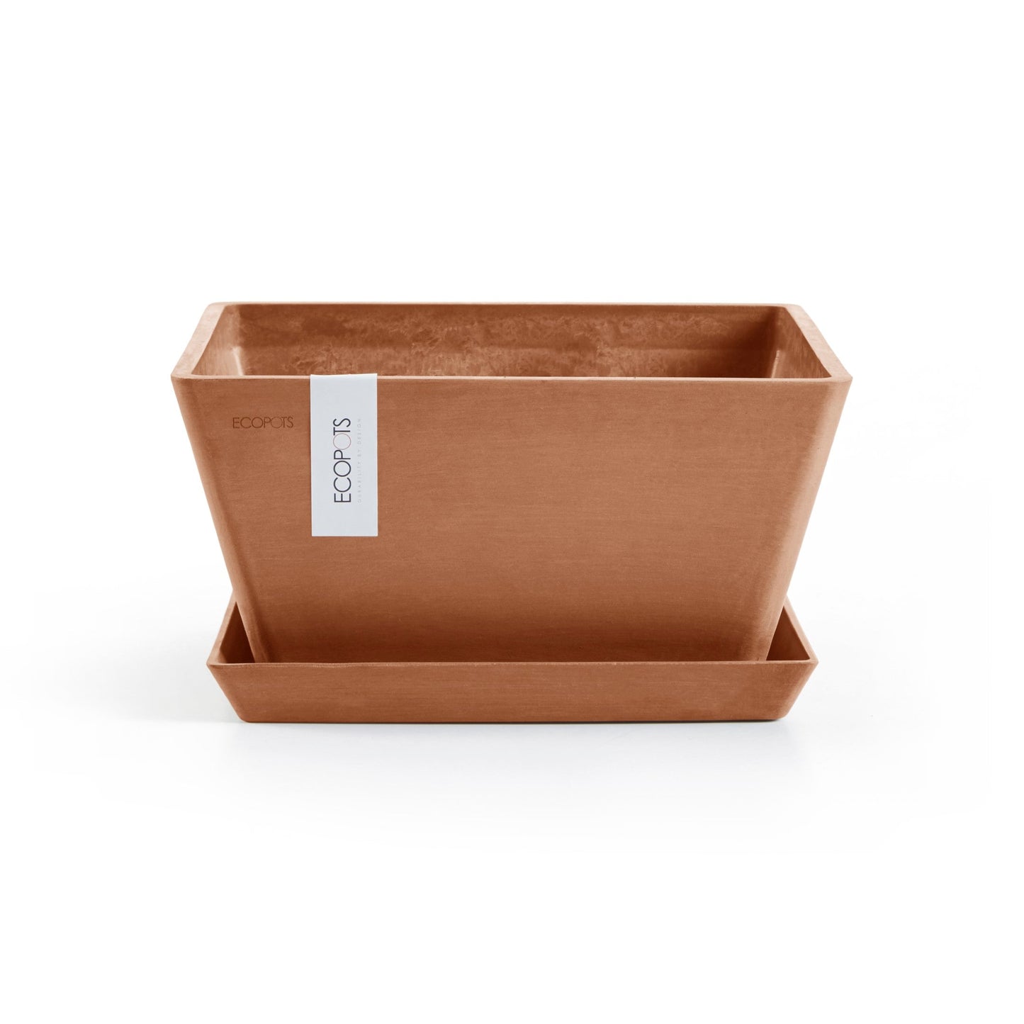 Kukkaruukku - Ecopots - Rotterdam aluslautanen 40cm terracotta - Ecopotskauppa - Uuden aikakauden kukkaruukku