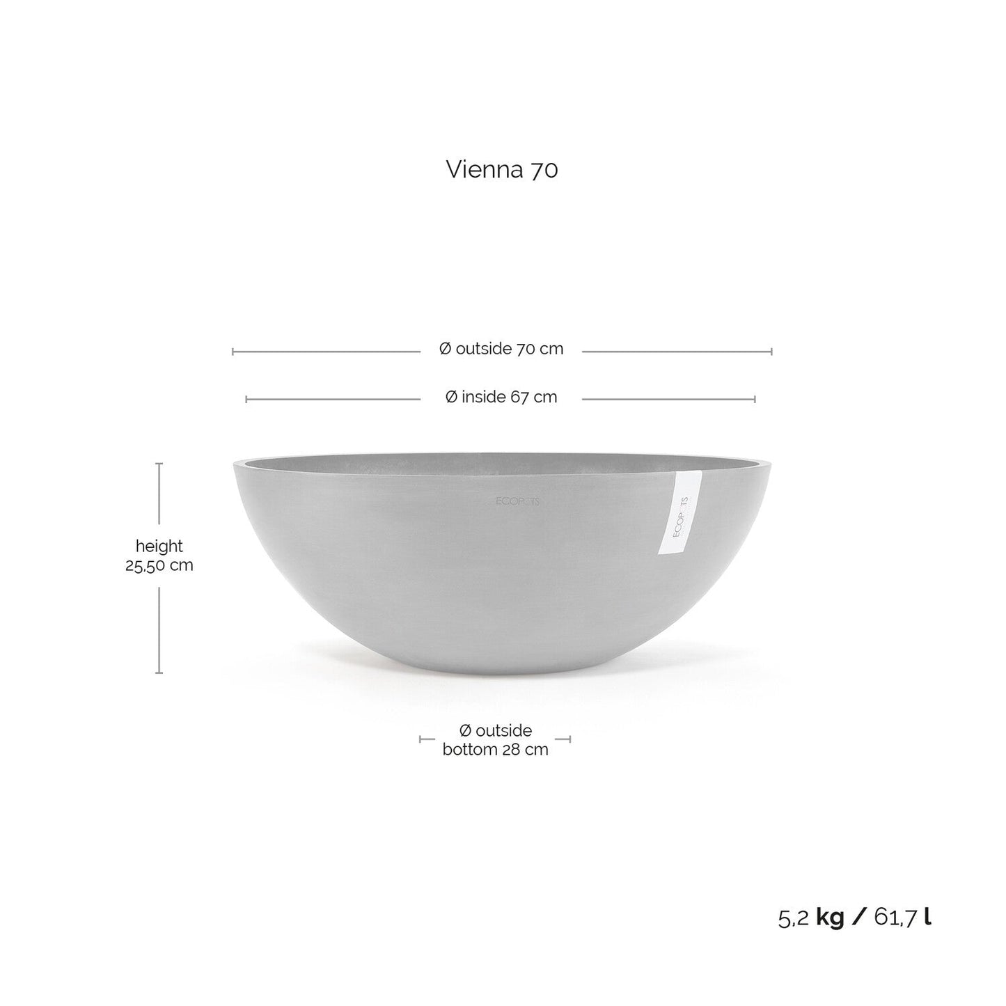 Kukkaruukku - Ecopots - Vienna 70cm terracotta - Ecopotskauppa - Uuden aikakauden kukkaruukku