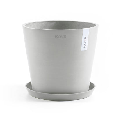 Kruka Amsterdam 30cm med bottenbevattningdel vitgrå