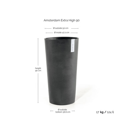 Kukkaruukku Amsterdam korkea 90cm tummanharmaa – mittapiirros