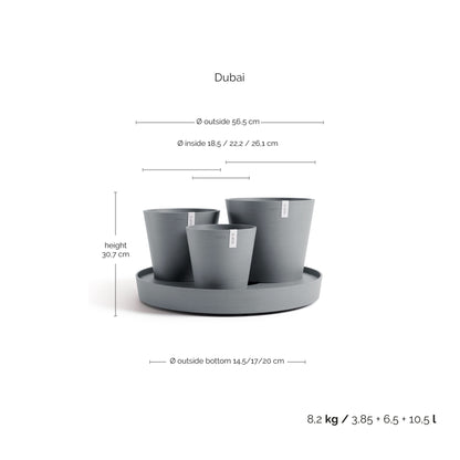 Kukkaruukku Dubai 56cm siniharmaa – mittapiirros