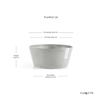 Kukkaruukku Frankfurt 30cm valkoharmaa – mittapiirros