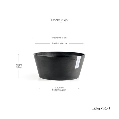 Kukkaruukku Frankfurt 40cm tummanharmaa – mittapiirros