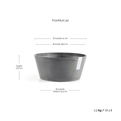 Kukkaruukku Frankfurt 40cm harmaa – mittapiirros