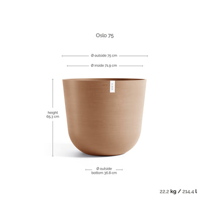 Kukkaruukku Oslo 75cm terracotta – mittapiirros