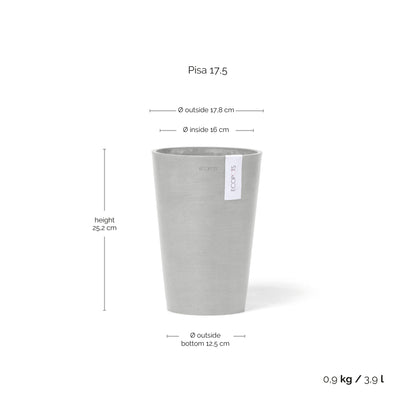 Kukkaruukku Pisa 17,5cm valkoharmaa – mittapiirros