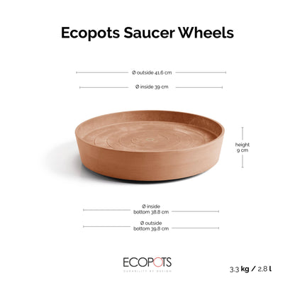 Aluslautanen Amsterdam pyörillä 50cm terracotta – mittapiirros