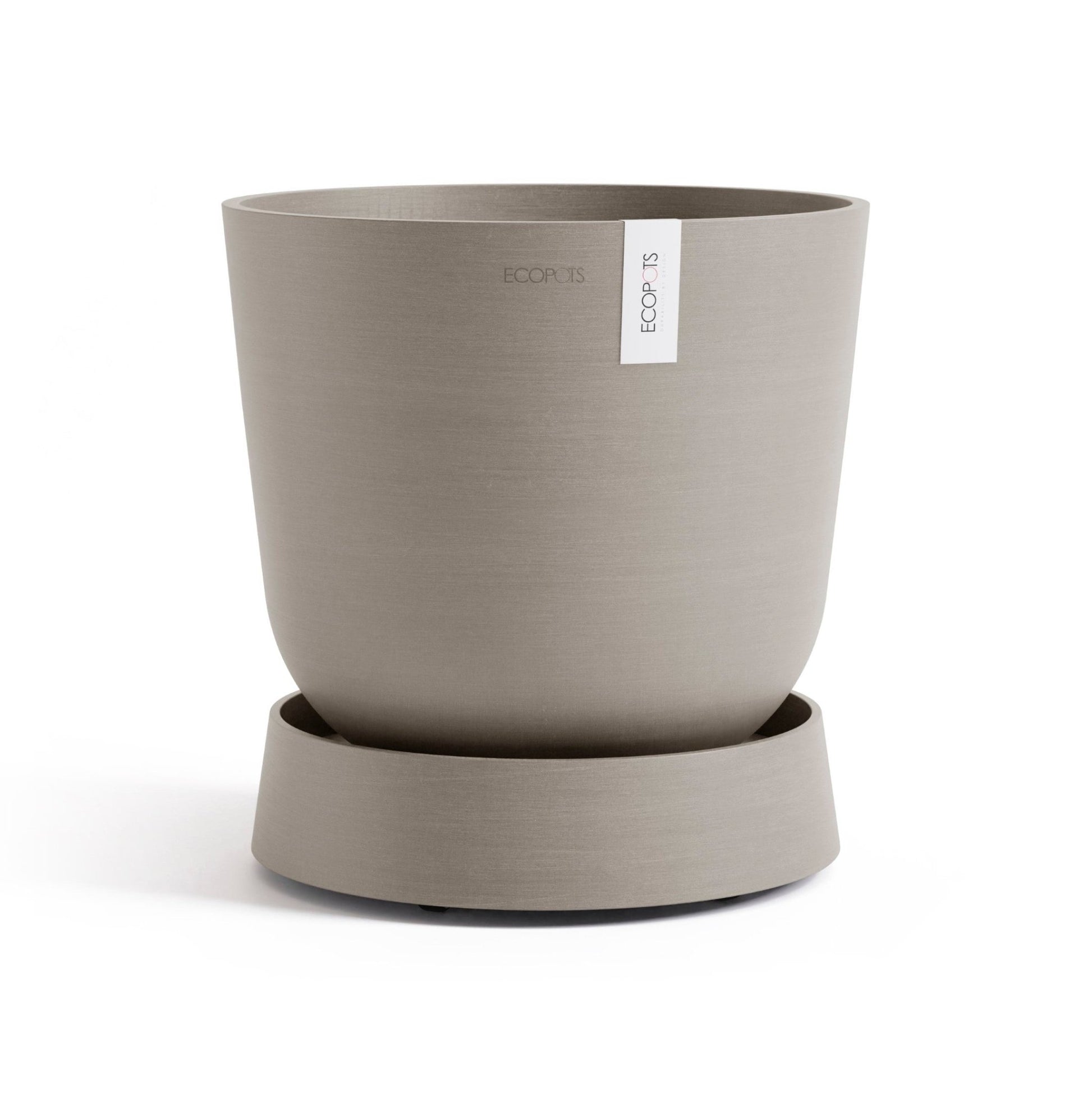 Kukkaruukku - Ecopots - Aluslautanen Oslo pyörillä 35cm taupe - Ecopots - Uuden aikakauden kukkaruukku kierrätysmateriaalista