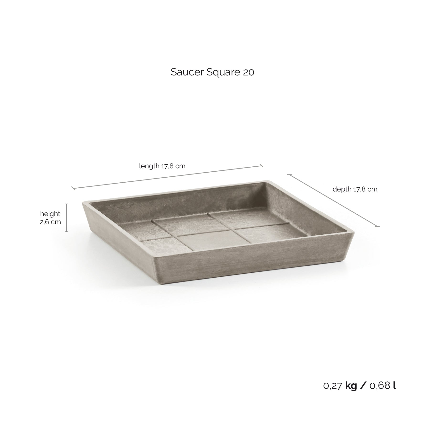 Kukkaruukku - Ecopots - Aluslautanen Rotterdam 20cm taupe - Ecopots - Uuden aikakauden kukkaruukku kierrätysmateriaalista