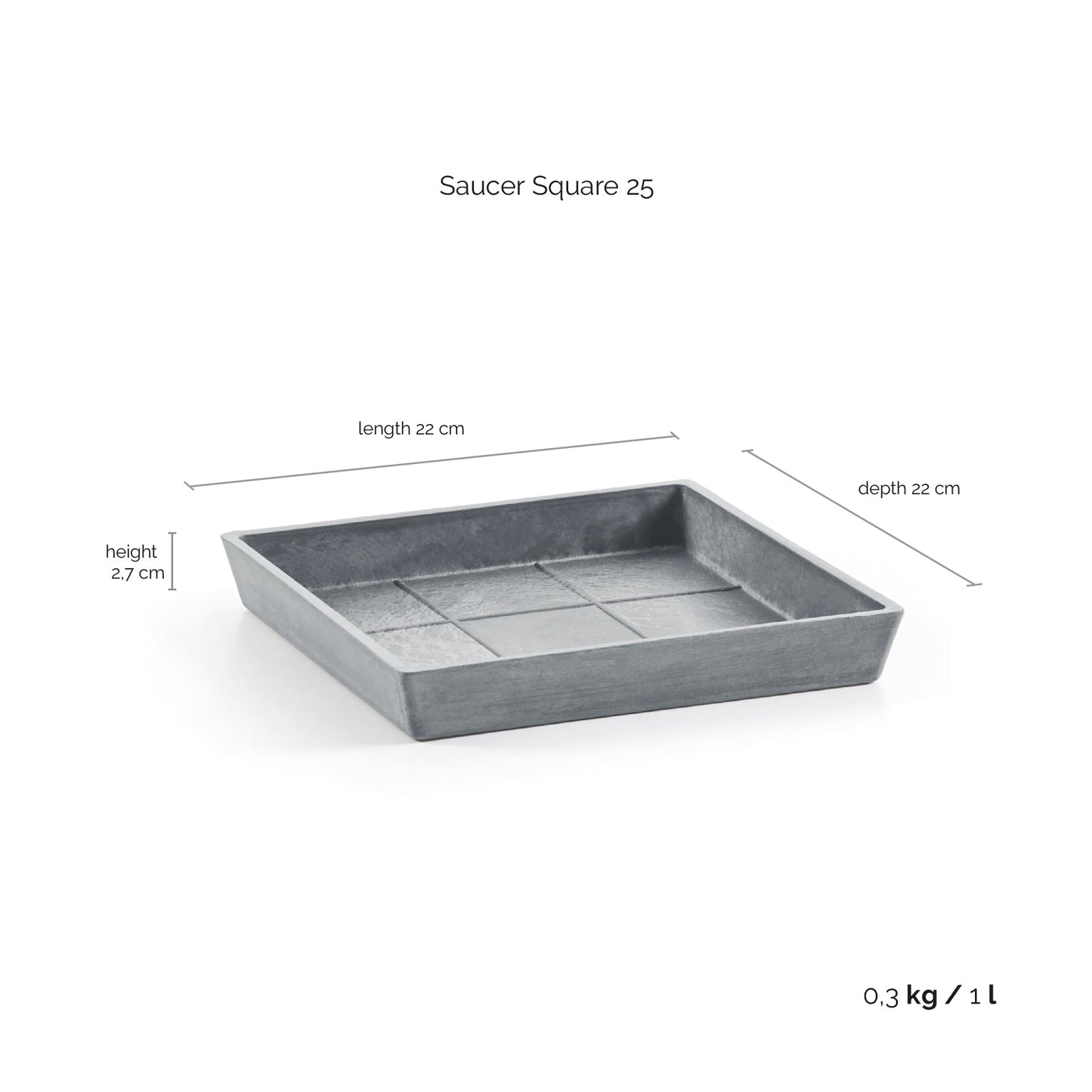 Kukkaruukku - Ecopots - Aluslautanen Rotterdam 25cm siniharmaa - Ecopots - Uuden aikakauden kukkaruukku kierrätysmateriaalista