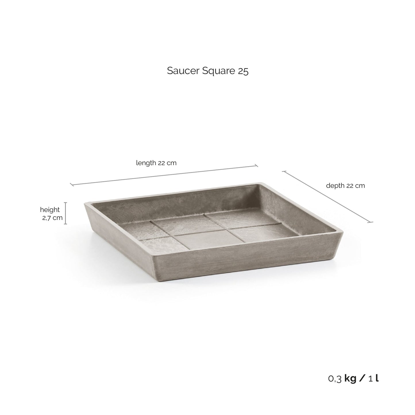 Kukkaruukku - Ecopots - Aluslautanen Rotterdam 25cm taupe - Ecopots - Uuden aikakauden kukkaruukku kierrätysmateriaalista