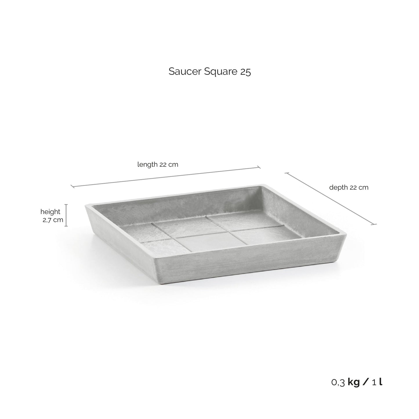 Kukkaruukku - Ecopots - Aluslautanen Rotterdam 25cm valkoharmaa - Ecopots - Uuden aikakauden kukkaruukku kierrätysmateriaalista