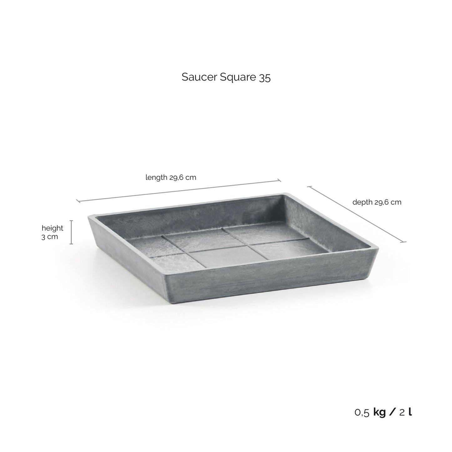 Kukkaruukku - Ecopots - Aluslautanen Rotterdam 35cm siniharmaa - Ecopots - Uuden aikakauden kukkaruukku kierrätysmateriaalista