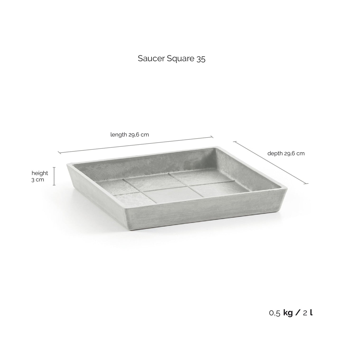 Kukkaruukku - Ecopots - Aluslautanen Rotterdam 35cm valkoharmaa - Ecopots - Uuden aikakauden kukkaruukku kierrätysmateriaalista