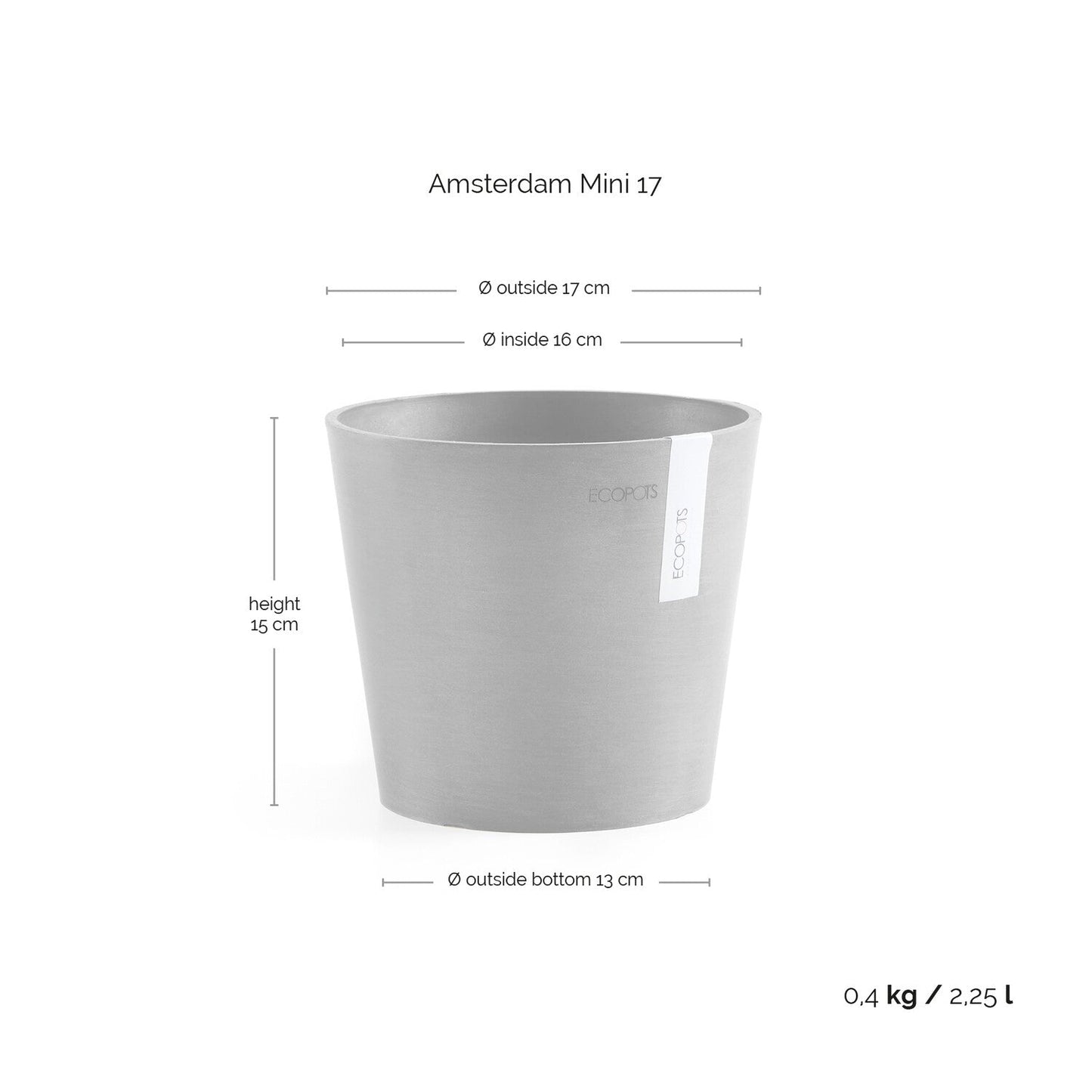 Kukkaruukku - Ecopots - Amsterdam 17cm tummansininen - Ecopotskauppa - Uuden aikakauden kukkaruukku