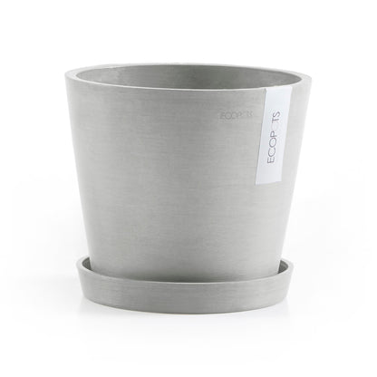 Kukkaruukku - Ecopots - Amsterdam aluslautanen 20cm valkoharmaa - Ecopotskauppa - Uuden aikakauden kukkaruukku
