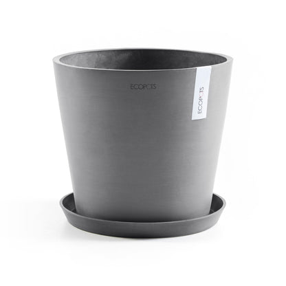 Kukkaruukku - Ecopots - Amsterdam aluslautanen 30cm harmaa - Ecopotskauppa - Uuden aikakauden kukkaruukku