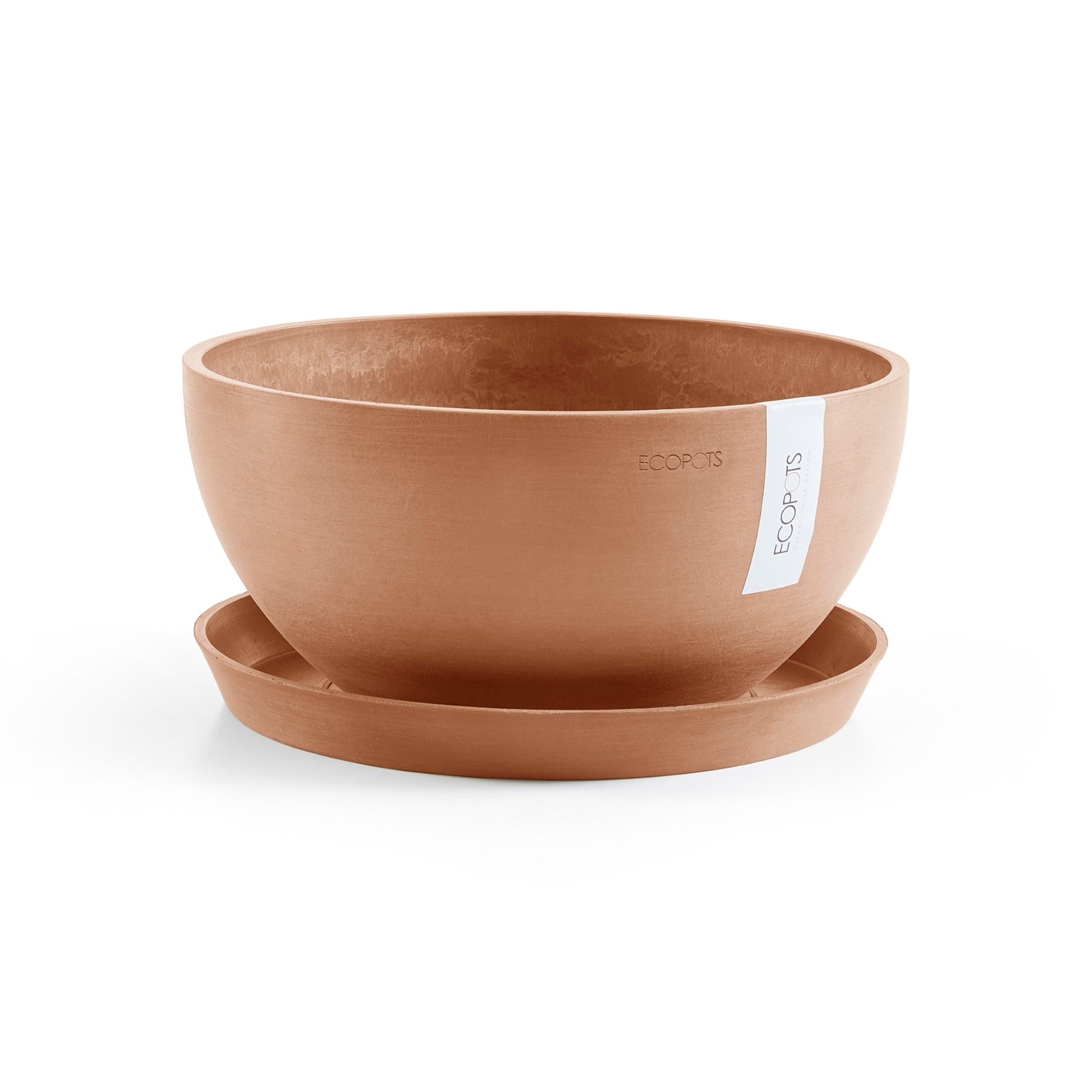 Kukkaruukku - Ecopots - Amsterdam aluslautanen 30cm terracotta - Ecopotskauppa - Uuden aikakauden kukkaruukku