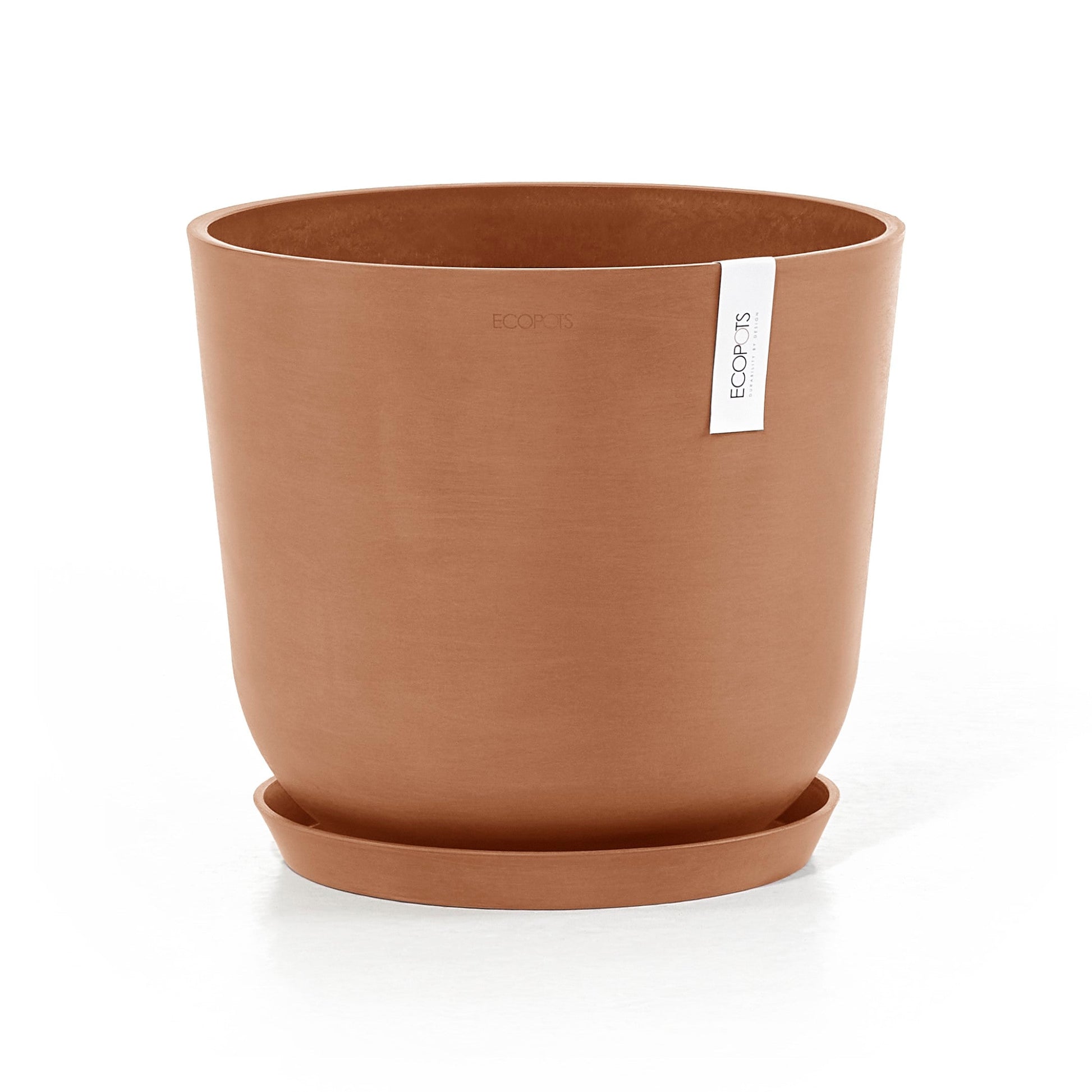 Kukkaruukku - Ecopots - Amsterdam aluslautanen 30cm terracotta - Ecopotskauppa - Uuden aikakauden kukkaruukku