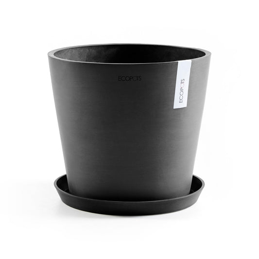 Kukkaruukku - Ecopots - Amsterdam aluslautanen 30cm tummanharmaa - Ecopotskauppa - Uuden aikakauden kukkaruukku