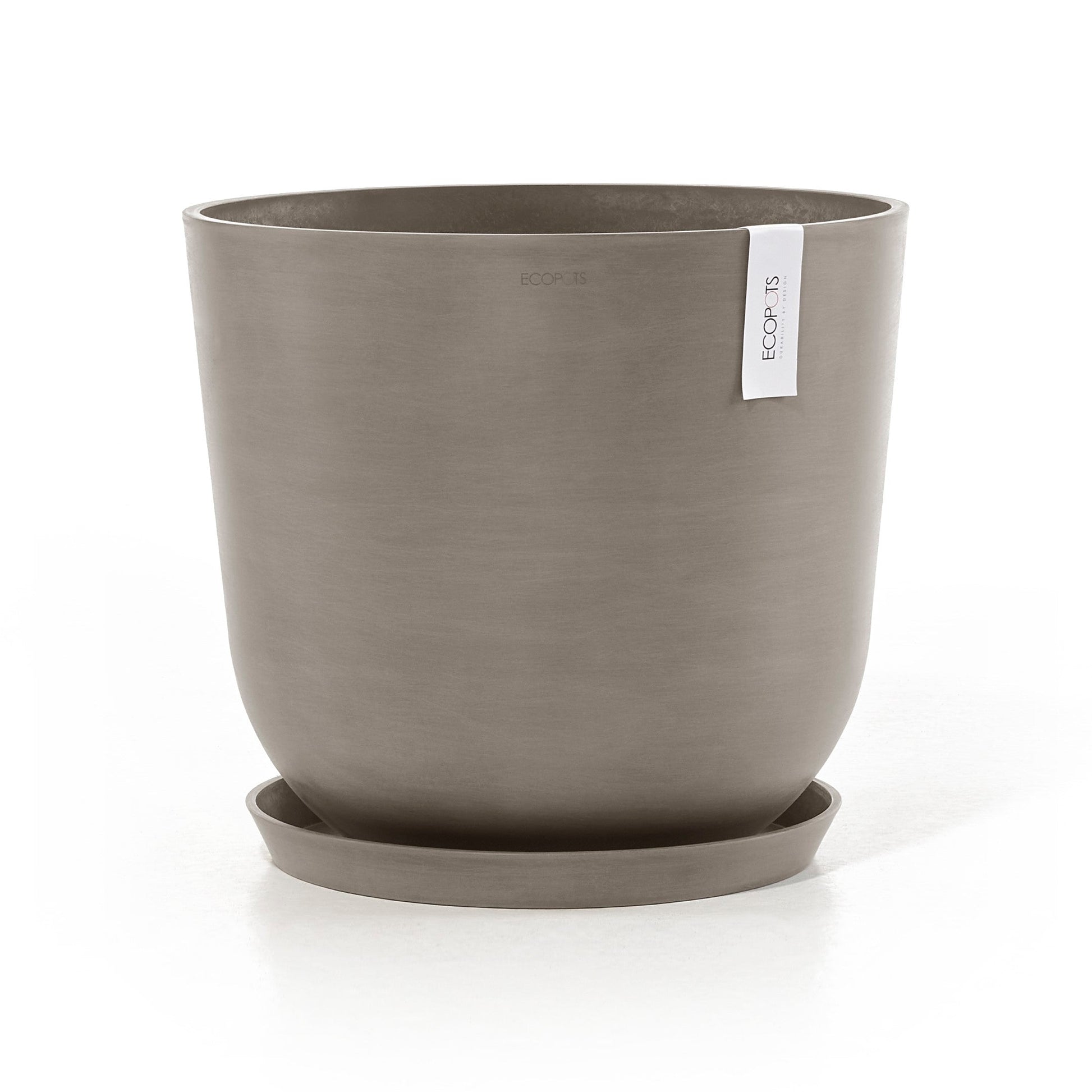 Kukkaruukku - Ecopots - Amsterdam aluslautanen 40cm taupe - Ecopotskauppa - Uuden aikakauden kukkaruukku