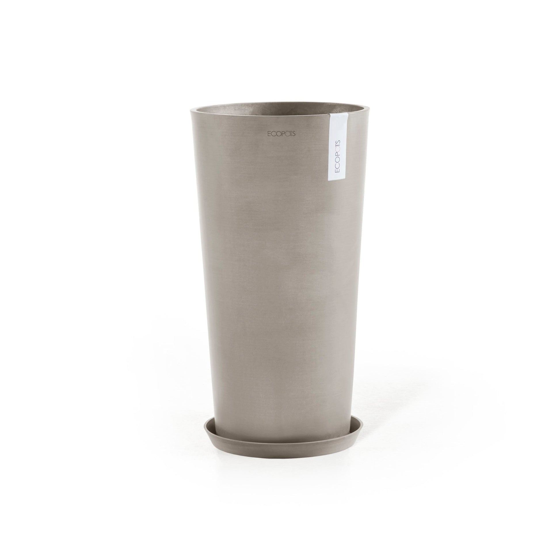 Kukkaruukku - Ecopots - Amsterdam aluslautanen 40cm taupe - Ecopotskauppa - Uuden aikakauden kukkaruukku