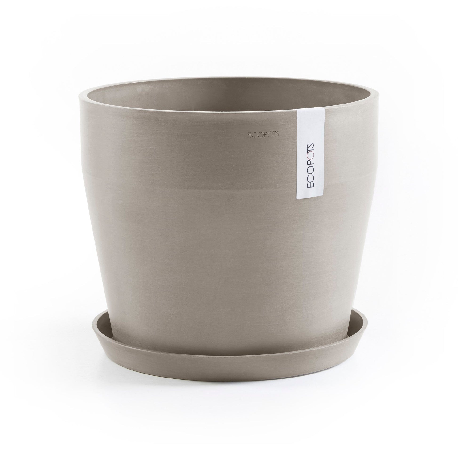 Kukkaruukku - Ecopots - Amsterdam aluslautanen 40cm taupe - Ecopotskauppa - Uuden aikakauden kukkaruukku