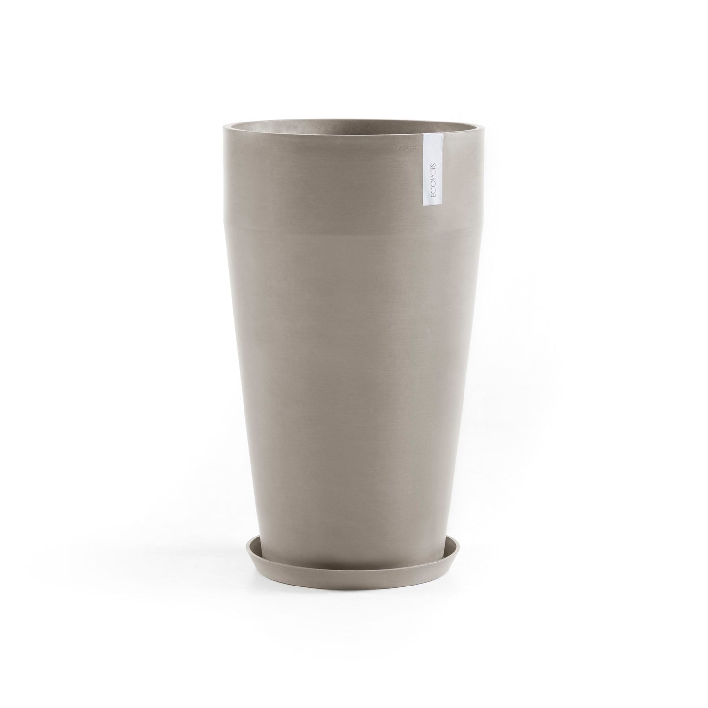 Kukkaruukku - Ecopots - Amsterdam aluslautanen 40cm taupe - Ecopotskauppa - Uuden aikakauden kukkaruukku