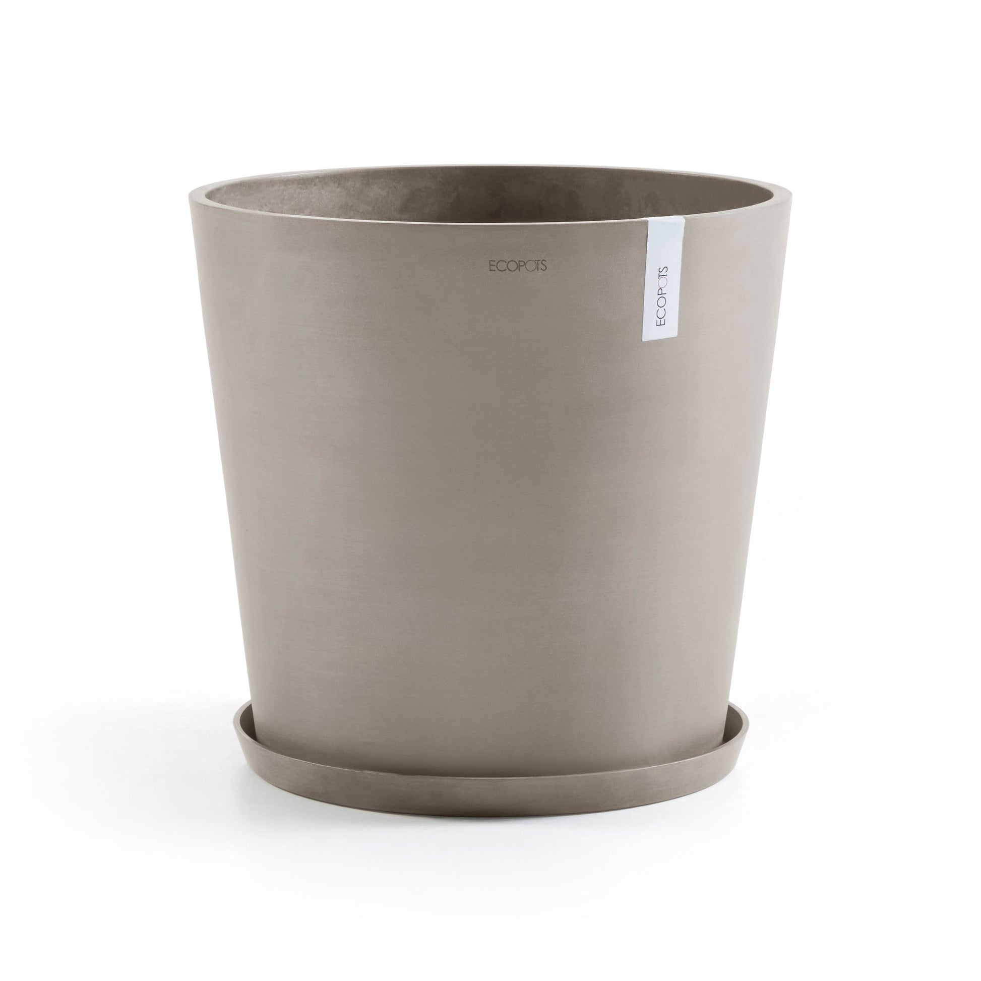 Kukkaruukku - Ecopots - Amsterdam aluslautanen 50cm taupe - Ecopotskauppa - Uuden aikakauden kukkaruukku