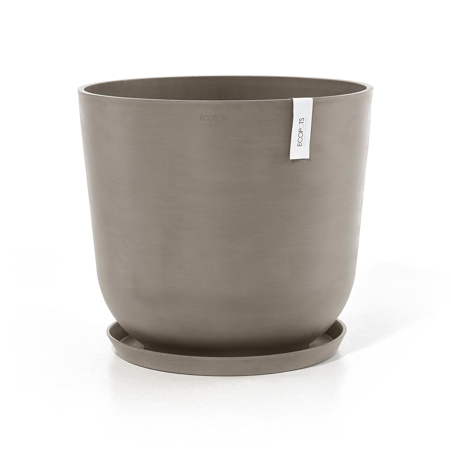 Kukkaruukku - Ecopots - Amsterdam aluslautanen 50cm taupe - Ecopotskauppa - Uuden aikakauden kukkaruukku