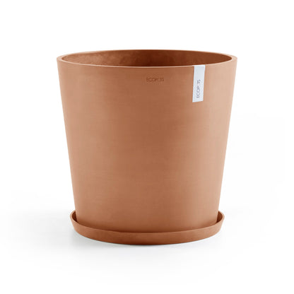 Kukkaruukku - Ecopots - Amsterdam aluslautanen 50cm terracotta - Ecopotskauppa - Uuden aikakauden kukkaruukku