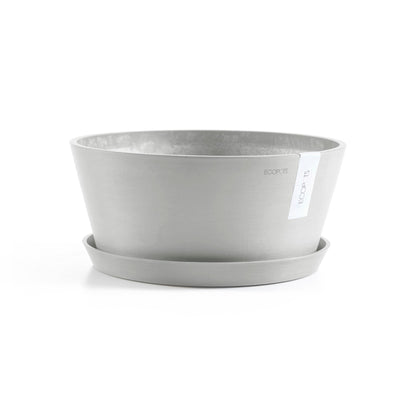 Kukkaruukku - Ecopots - Amsterdam aluslautanen 50cm valkoharmaa - Ecopotskauppa - Uuden aikakauden kukkaruukku