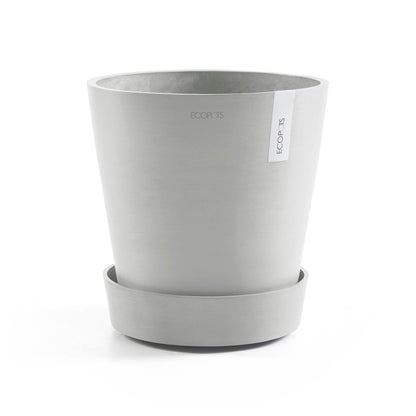 Kukkaruukku - Ecopots - Amsterdam aluslautanen pyörillä 40cm valkoharmaa - Ecopotskauppa - Uuden aikakauden kukkaruukku
