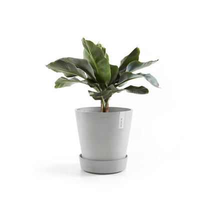 Kukkaruukku - Ecopots - Amsterdam aluslautanen pyörillä 40cm valkoharmaa - Ecopotskauppa - Uuden aikakauden kukkaruukku