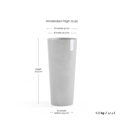 Kukkaruukku - Ecopots - Amsterdam korkea 70cm valkoharmaa - Ecopotskauppa - Uuden aikakauden kukkaruukku