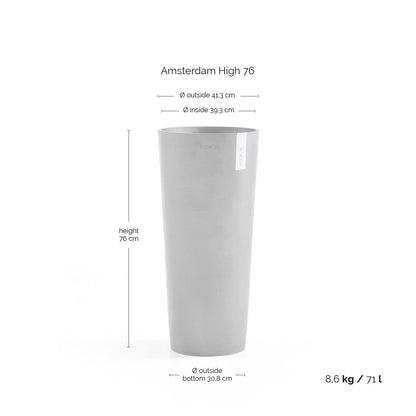 Kukkaruukku - Ecopots - Amsterdam korkea 76cm tummanharmaa - Ecopotskauppa - Uuden aikakauden kukkaruukku