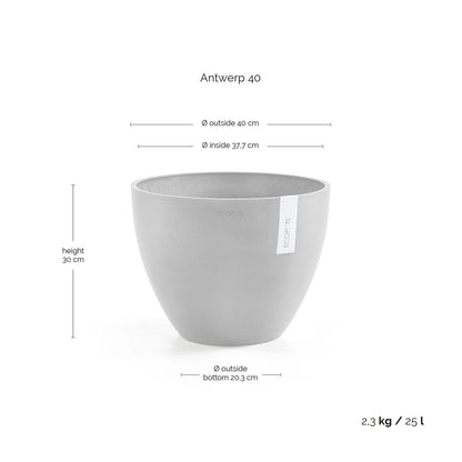 Kukkaruukku Antwerpen 40cm taupe – mittapiirros