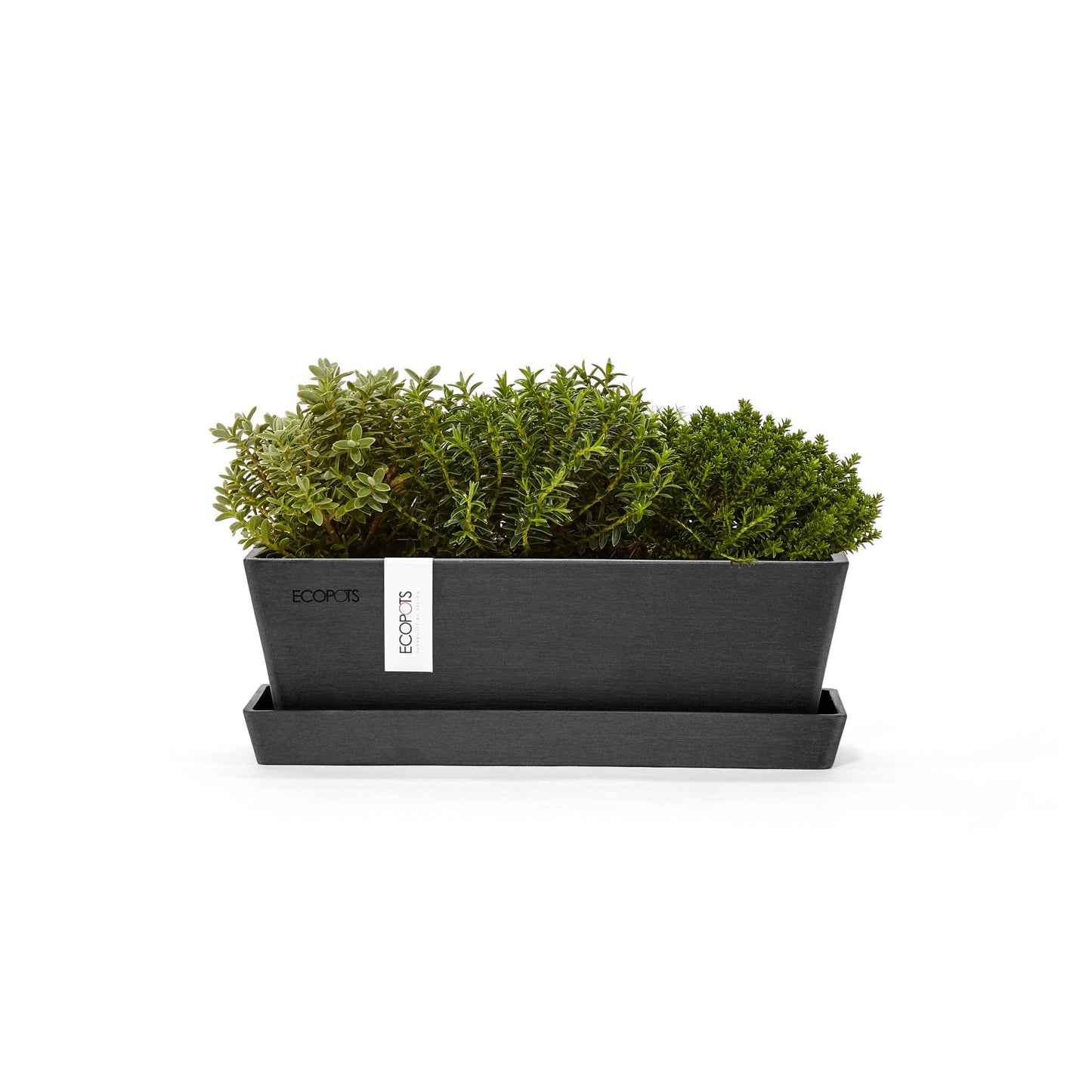 Kukkaruukku - Ecopots - Bruge 25cm + Aluslautanen tummanharmaa - Ecopotskauppa - Uuden aikakauden kukkaruukku