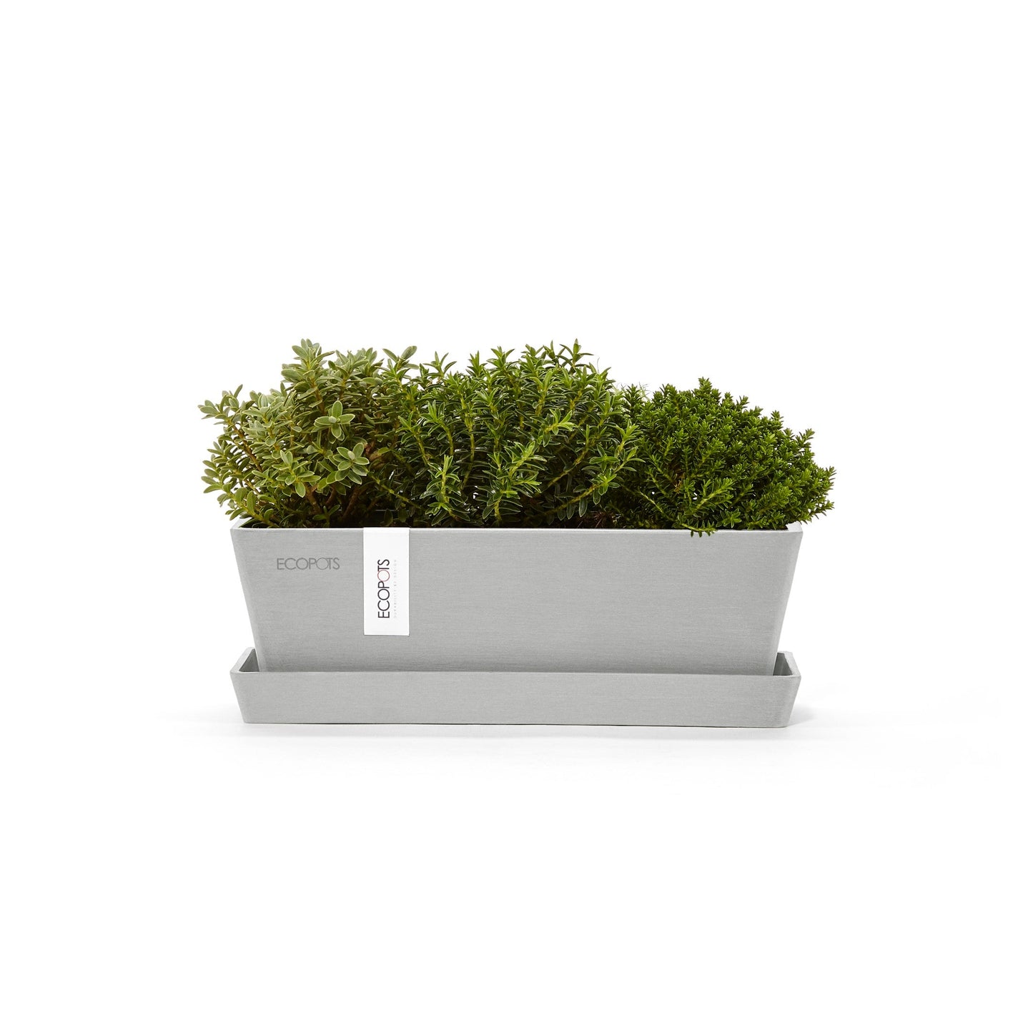 Kukkaruukku - Ecopots - Bruge 25cm + Aluslautanen valkoharmaa - Ecopotskauppa - Uuden aikakauden kukkaruukku