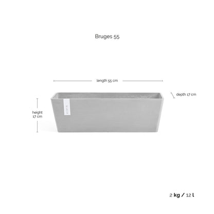 Kukkaruukku - Ecopots - Bruge 55cm harmaa - Ecopotskauppa - Uuden aikakauden kukkaruukku