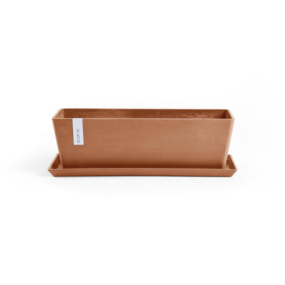 Kukkaruukku Bruge 55cm terracotta – aluslautasen kanssa