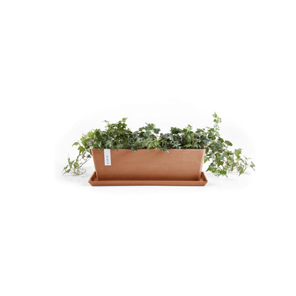 Kukkaruukku Bruge 55cm terracotta – aluslautasen ja kasvin kanssa 2