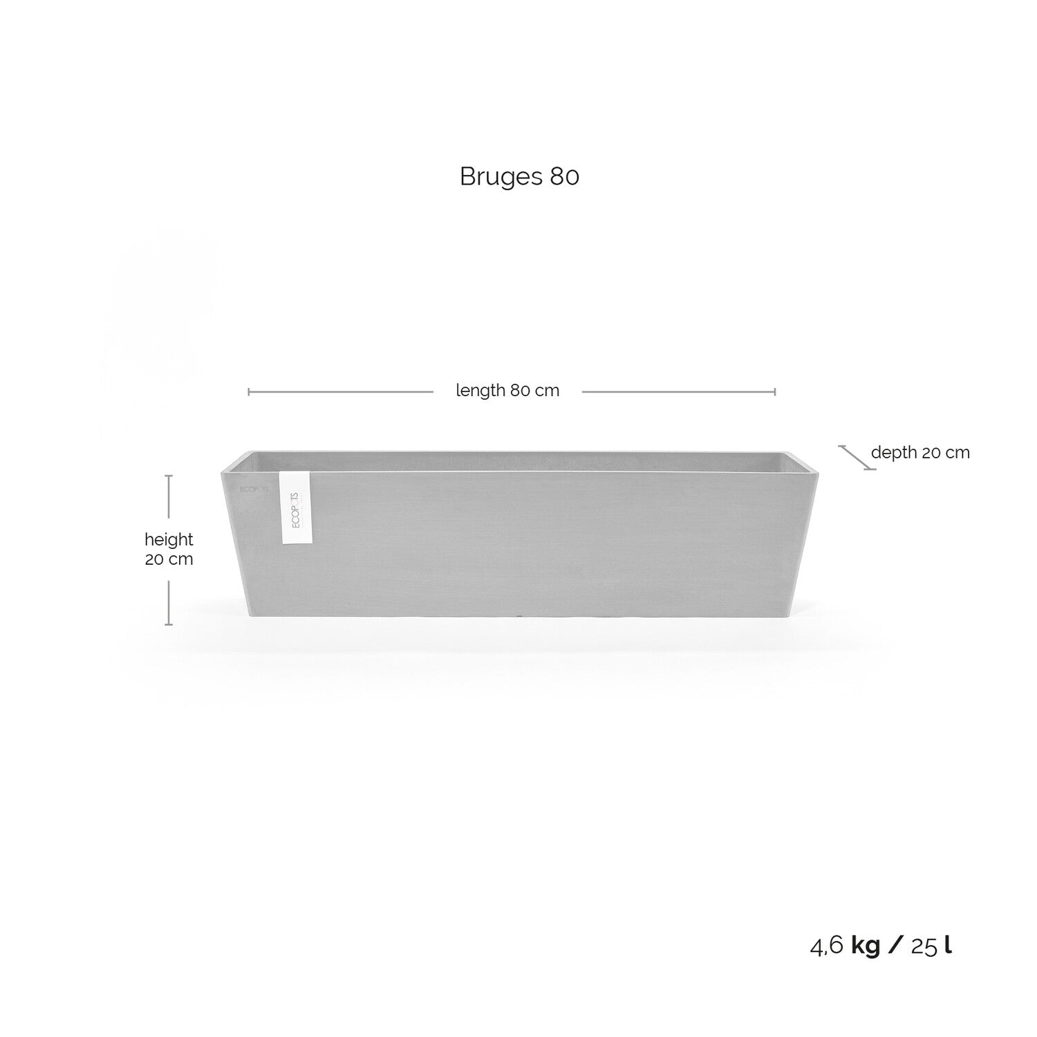 Kukkaruukku - Ecopots - Bruge 80cm harmaa - Ecopotskauppa - Uuden aikakauden kukkaruukku