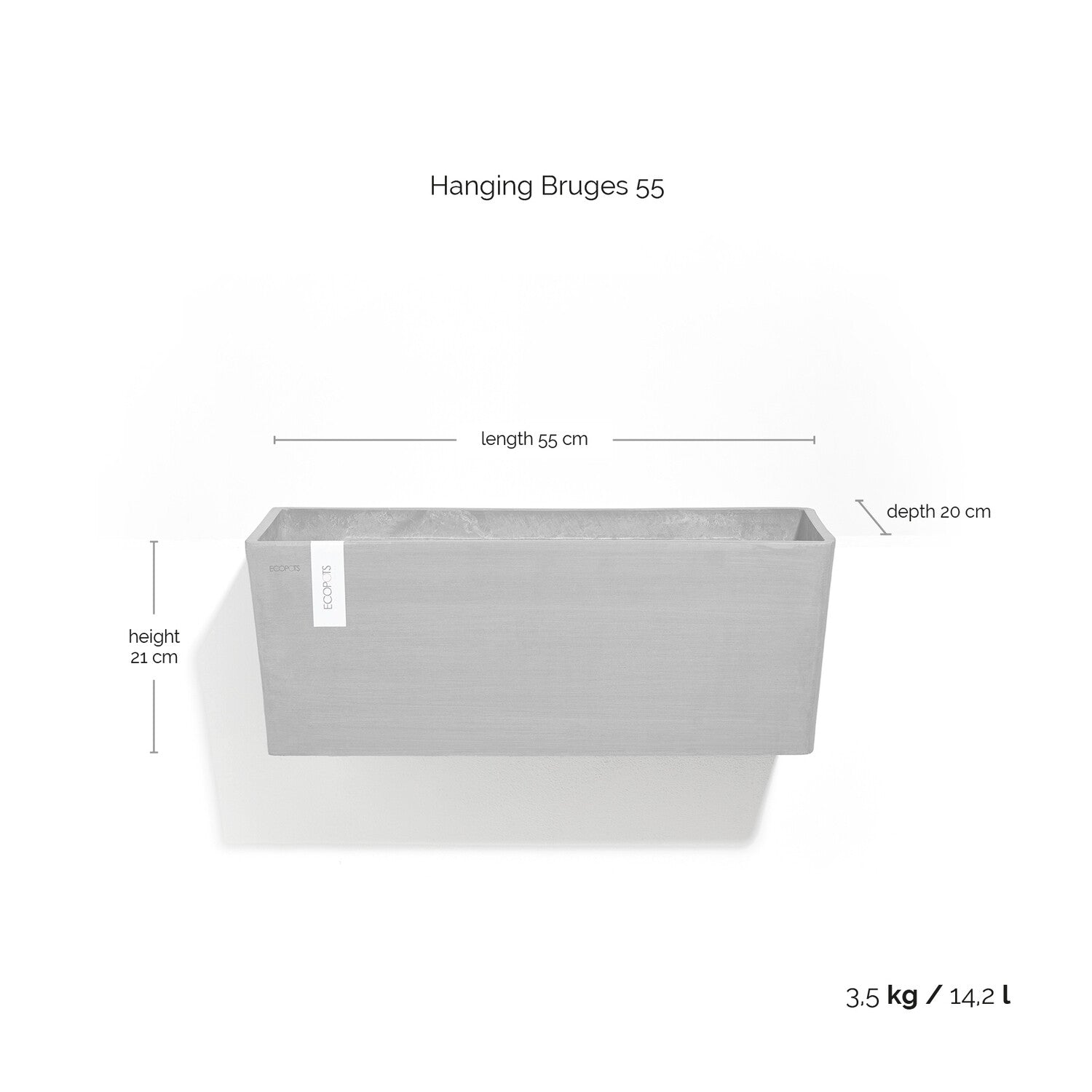 Kukkaruukku - Ecopots - Bruge ripustettava 55cm siniharmaa - Ecopotskauppa - Uuden aikakauden kukkaruukku