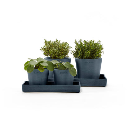 Kukkaruukku - Ecopots - Esillepanotarjotin 25cm tummansininen - Ecopotskauppa - Uuden aikakauden kukkaruukku